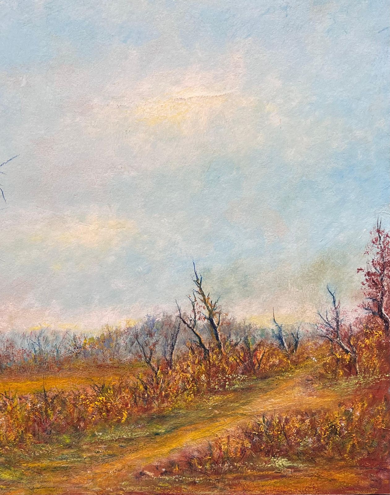 Jean Fourieautumnal Country Track With Bright Blue Cloudy Skies Oil Landscape Painting photo buy