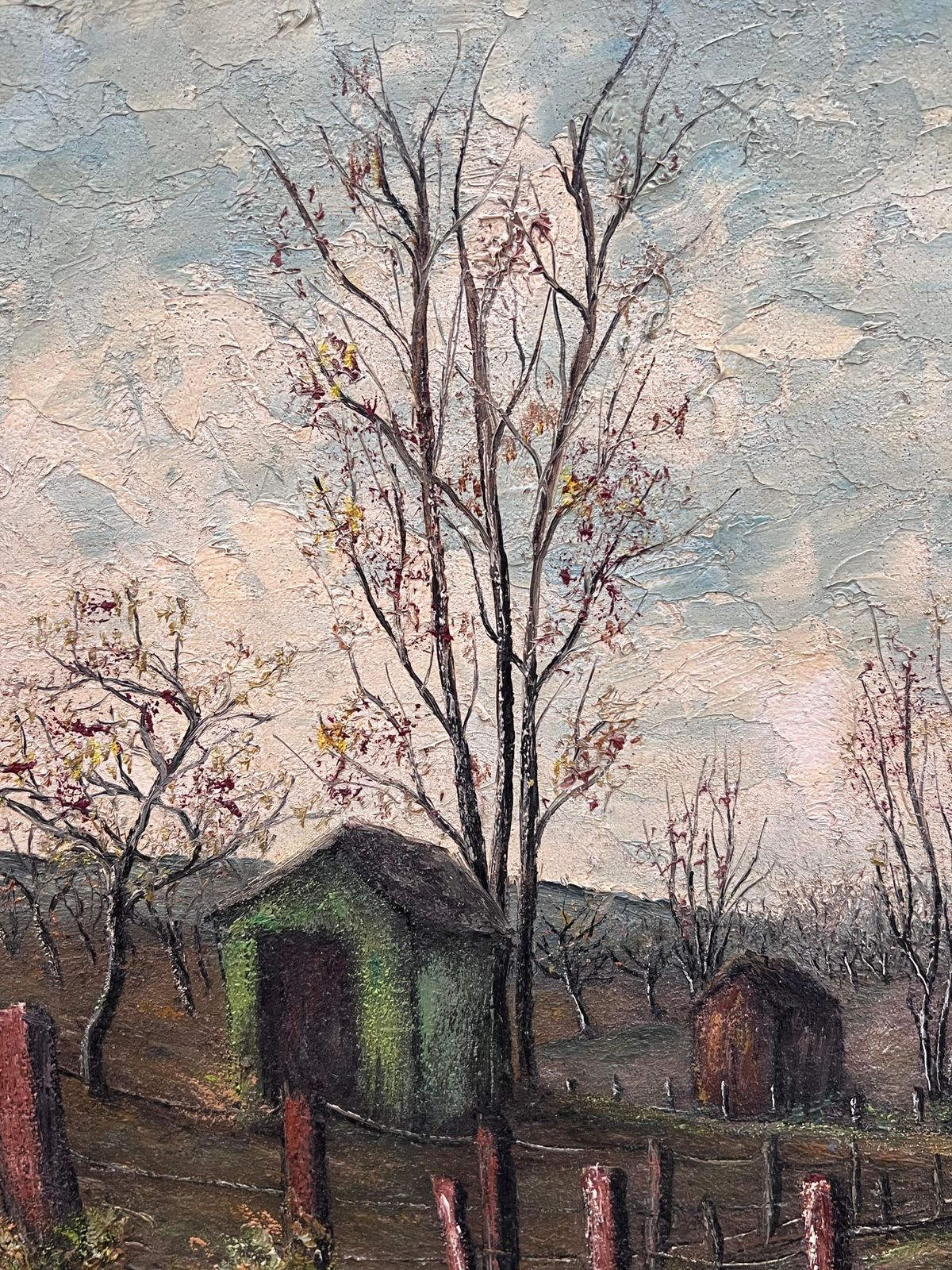 photo furniture Jean Fouriefarmers Sheds In Fenced Off Farm Field Oil Landscape Painting