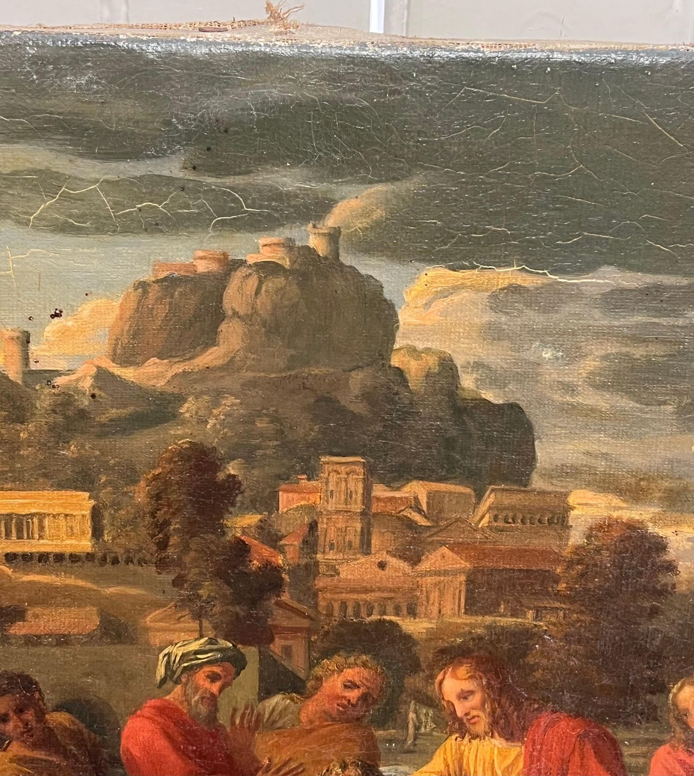 French Schoolantique French Old Master Oil Painting Christ Healing The Sick In Jersusalem photo vintage