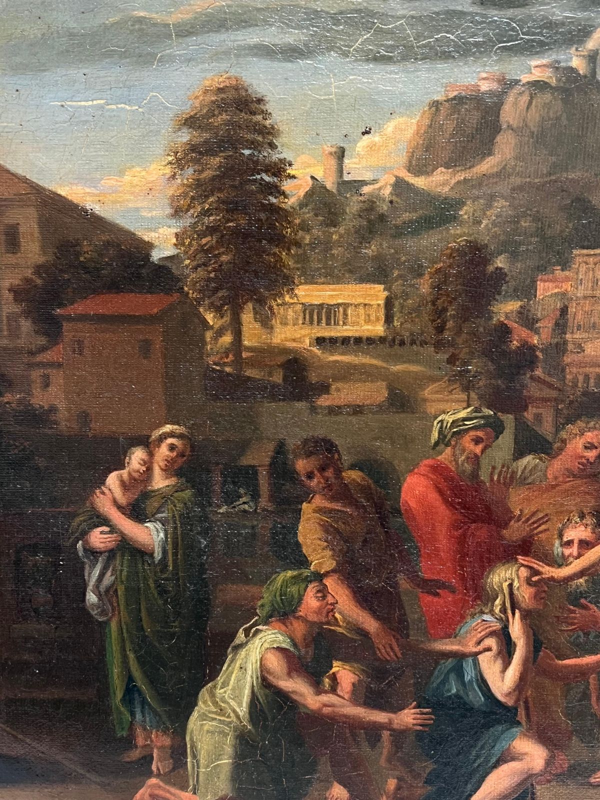 Art French Schoolantique French Old Master Oil Painting Christ Healing The Sick In Jersusalem photo