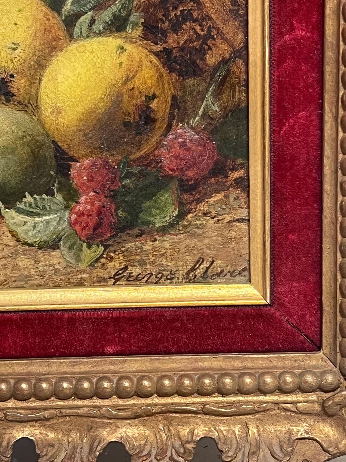 1183.0 George Clarefine Victorian English Still Life Oil Painting Fruit On The Ground Beautiful photo