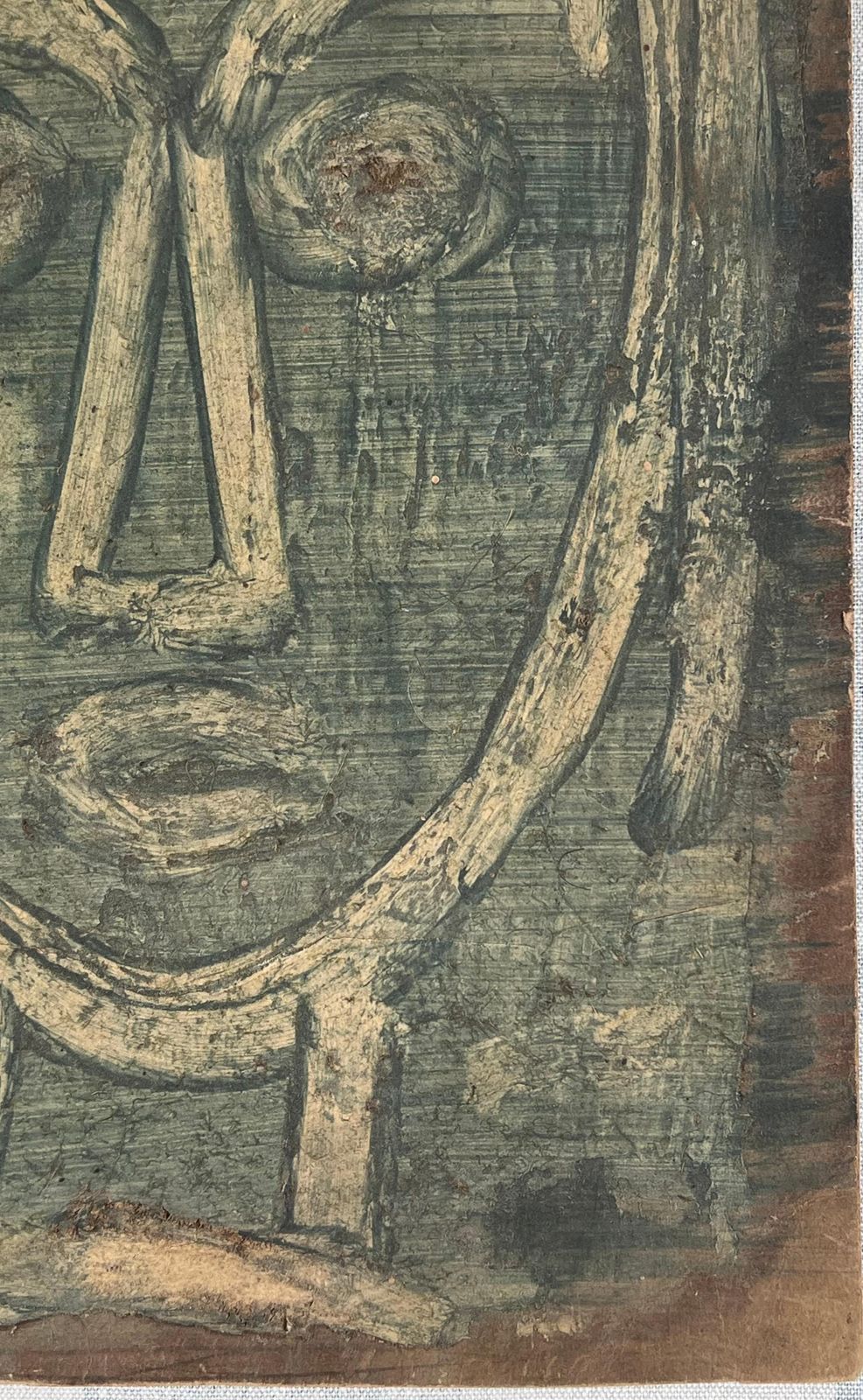 Robert Ladougreen Abstract Face Original French Artwork Acrylic Painting20th Century photo for sale
