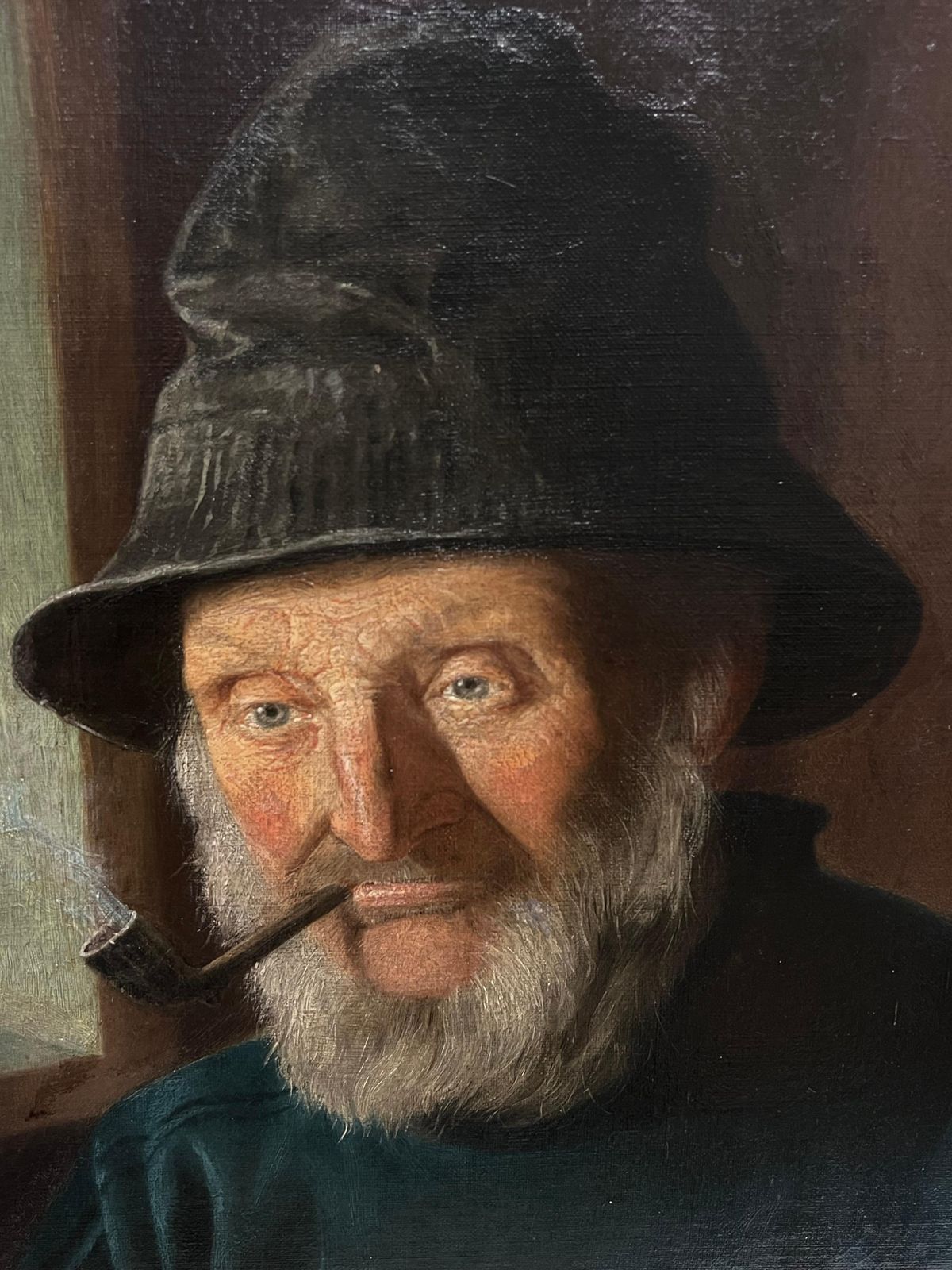 Henry Borrows1890's Portrait Painting Of Whitby Fisherman In Yorkshire England Large Oil1891 photo vintage