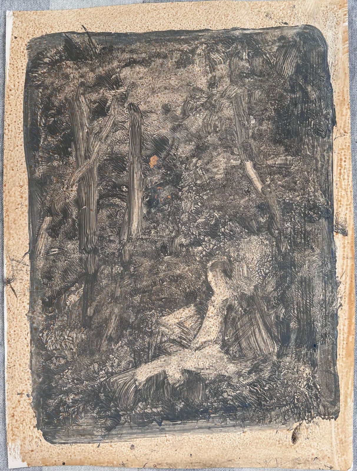 Robert Ladouartist Sketching In The Grey Foggy Woodland Original French Artwork20th Century photo furniture
