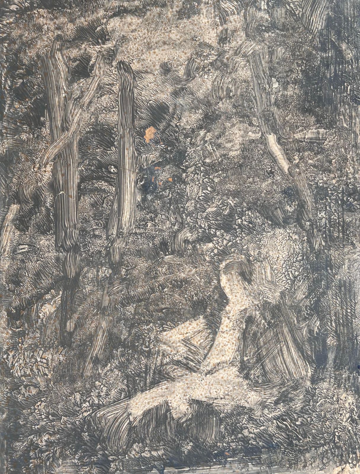 Robert Ladouartist Sketching In The Grey Foggy Woodland Original French Artwork20th Century photo Art