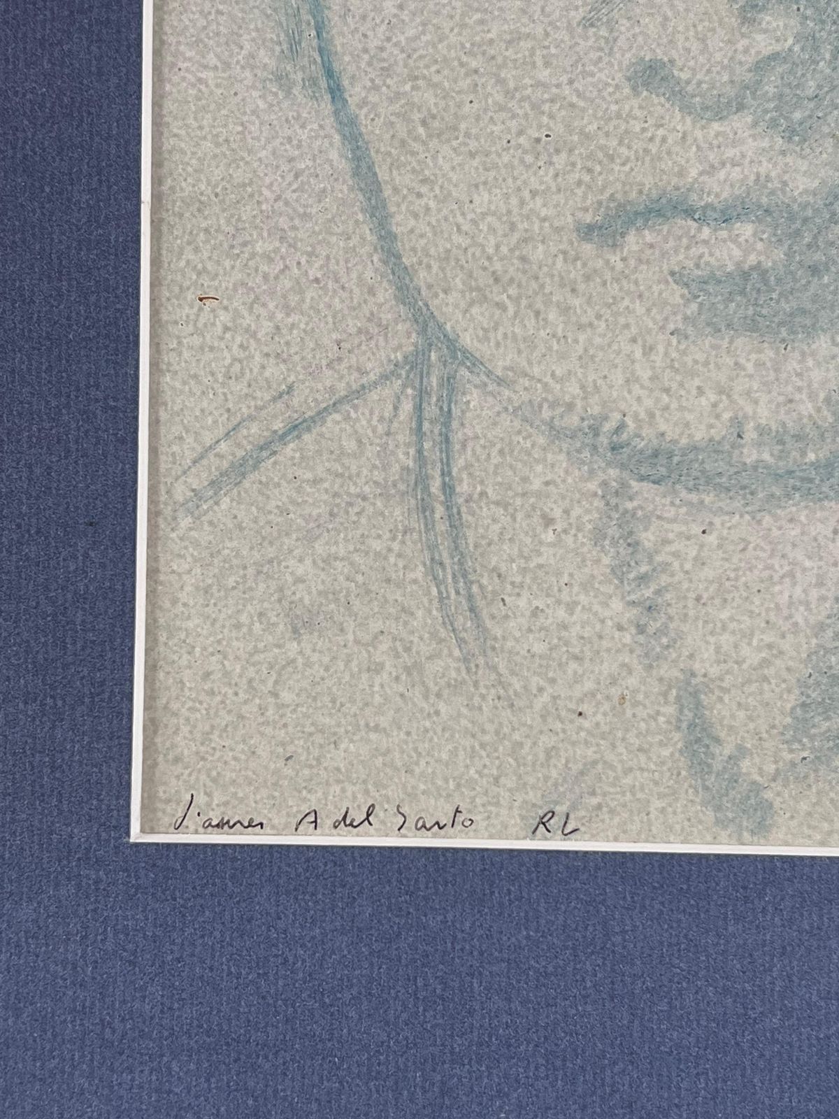 Robert Ladouportrait Of A Man With Bold Features Blue Sketch Original French Artwork20th Century photo Art
