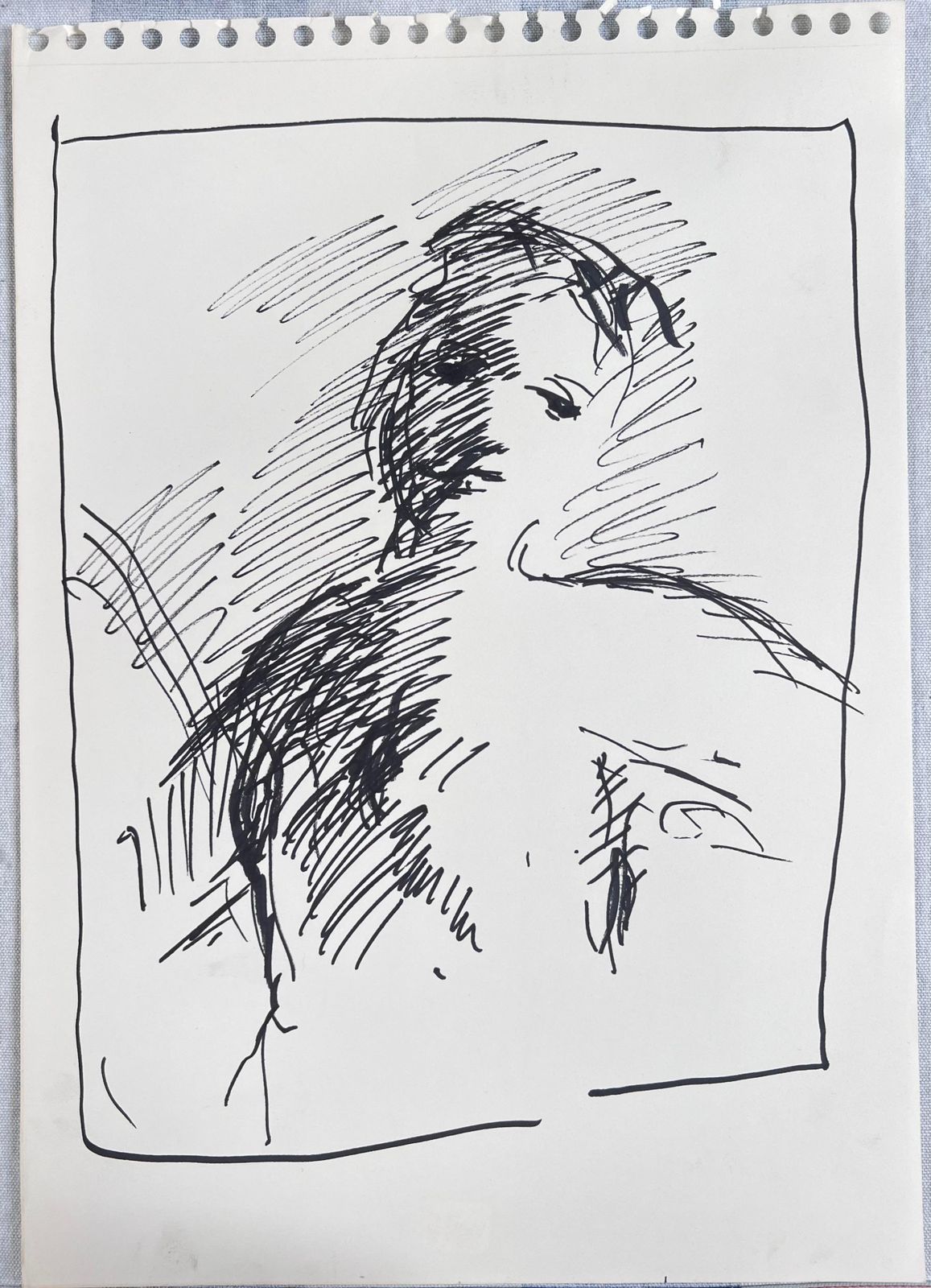 Robert Ladoublurred Portrait Sketch Of A Lady Original French Artwork20th Century photo furniture