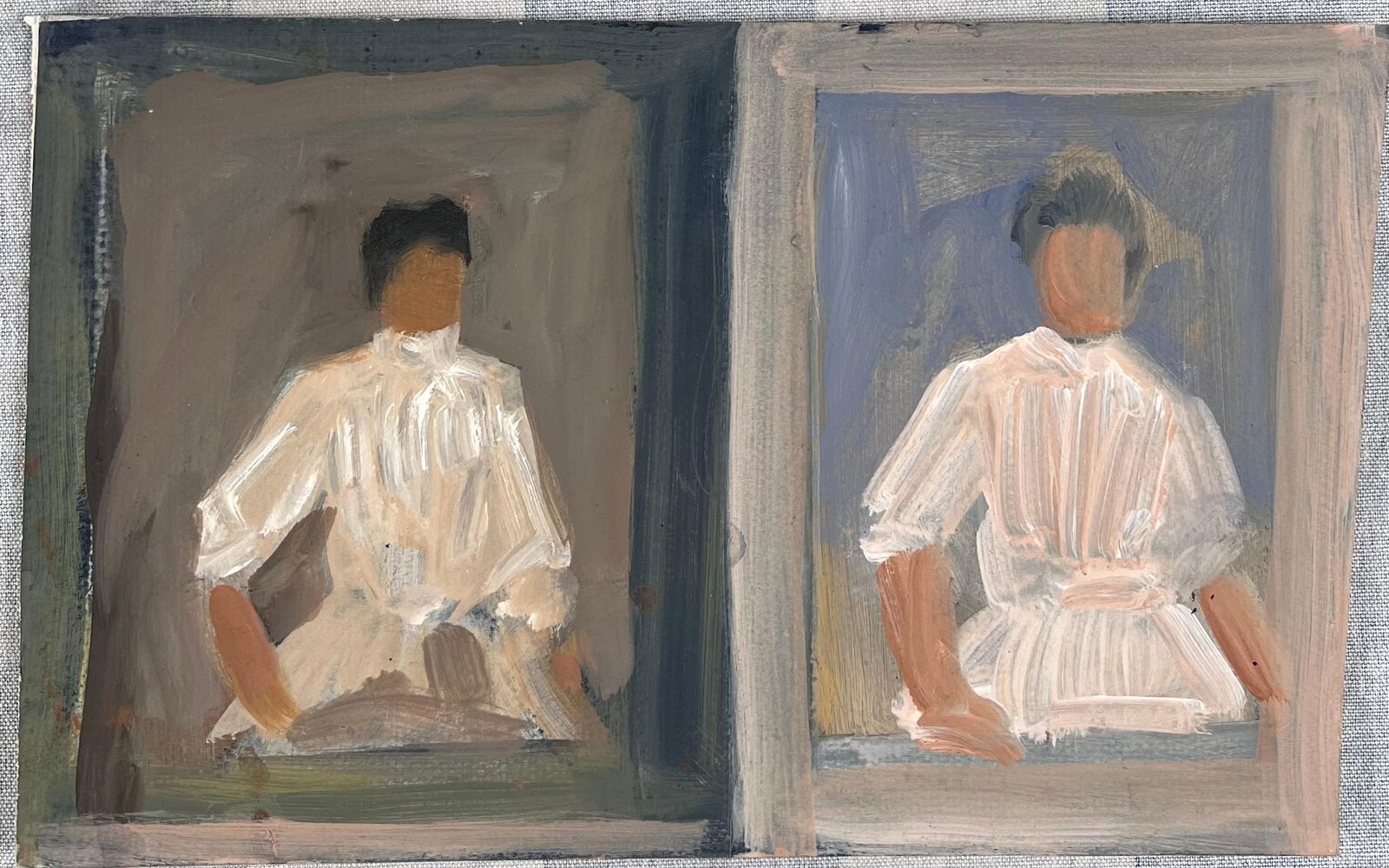 Robert Ladoutwo Ladies In White In The Window Frames Original French Artwork20th Century photo furniture