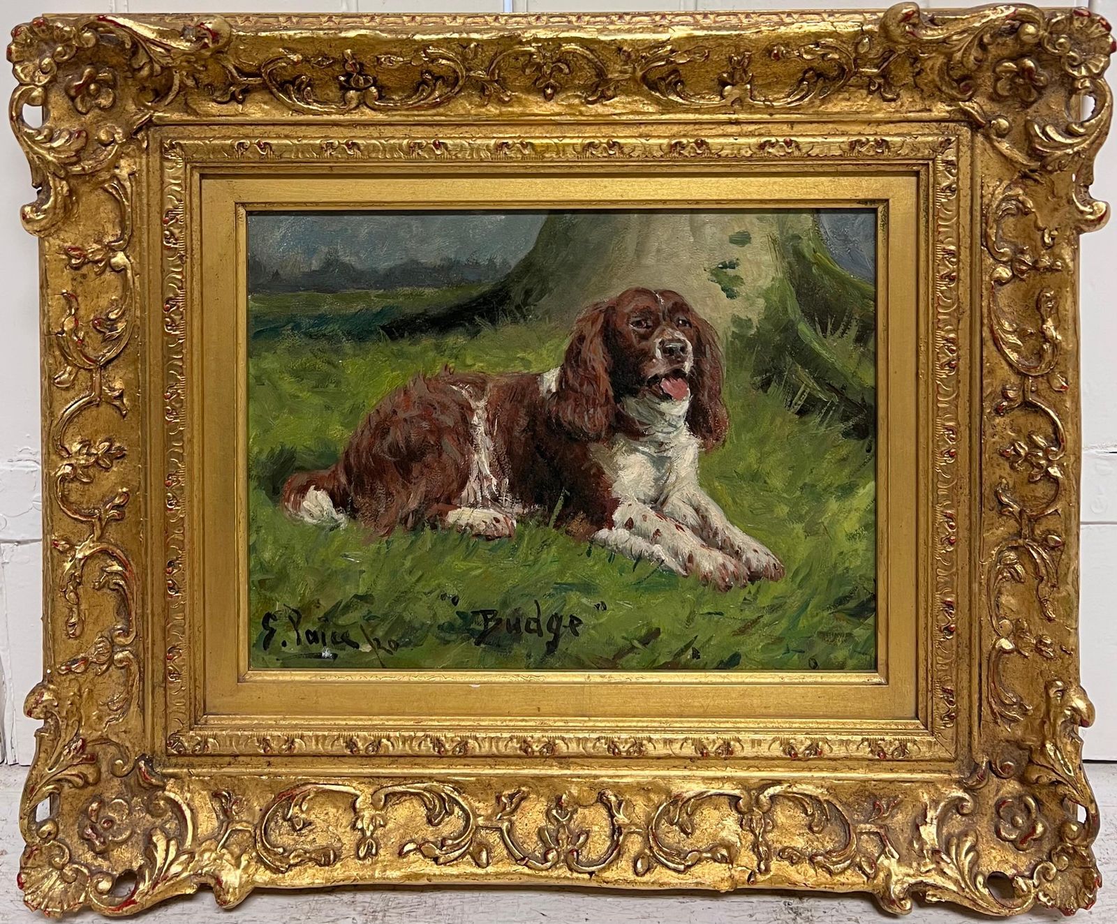 George Paiceantique English Dog Oil Painting Portrait Of Springer Spaniel Titled  Dated 19201920 photo 1986.0