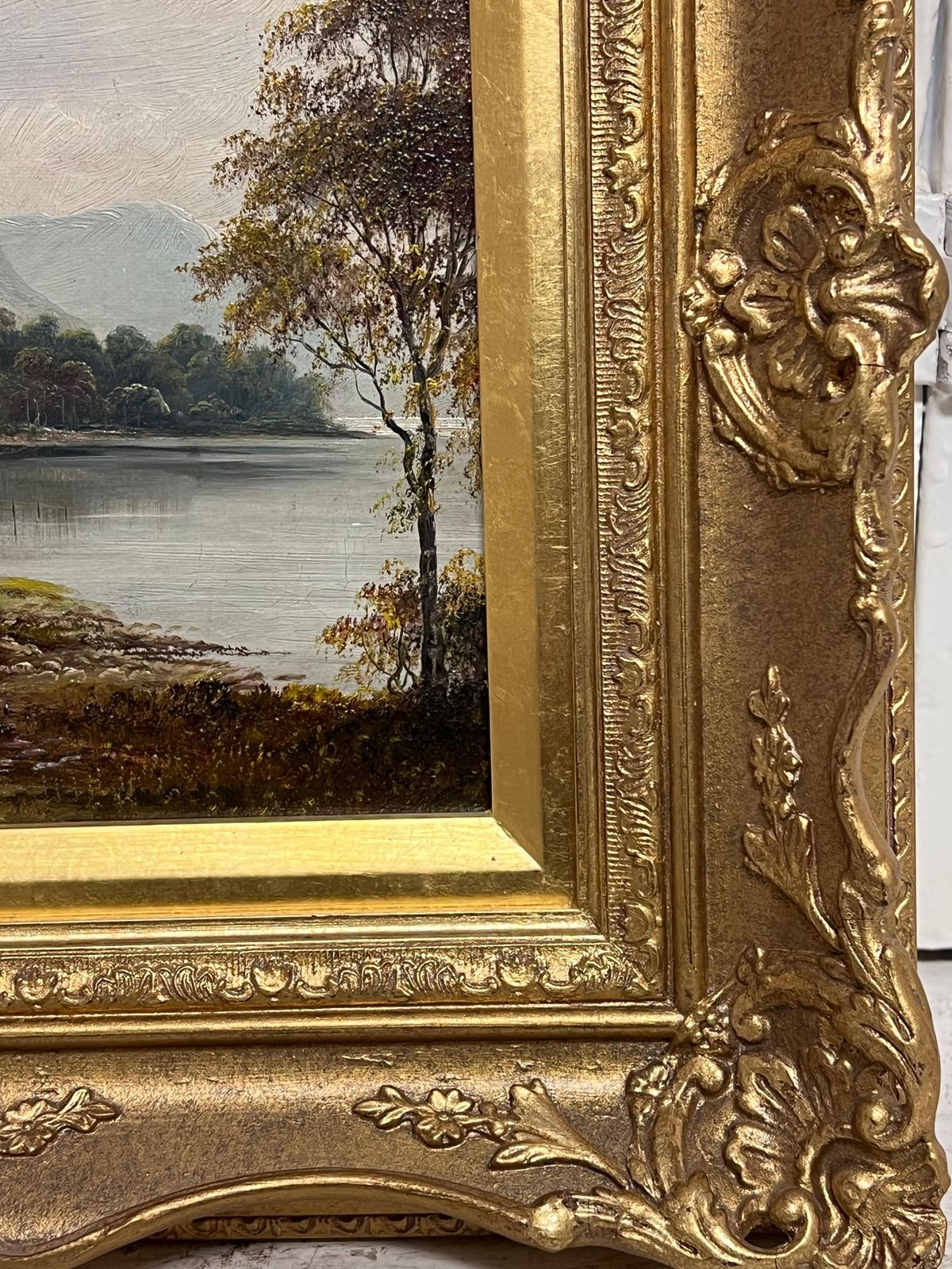 Fine Antique English Oil Painting Figures Admiring The English Lake District photo buy