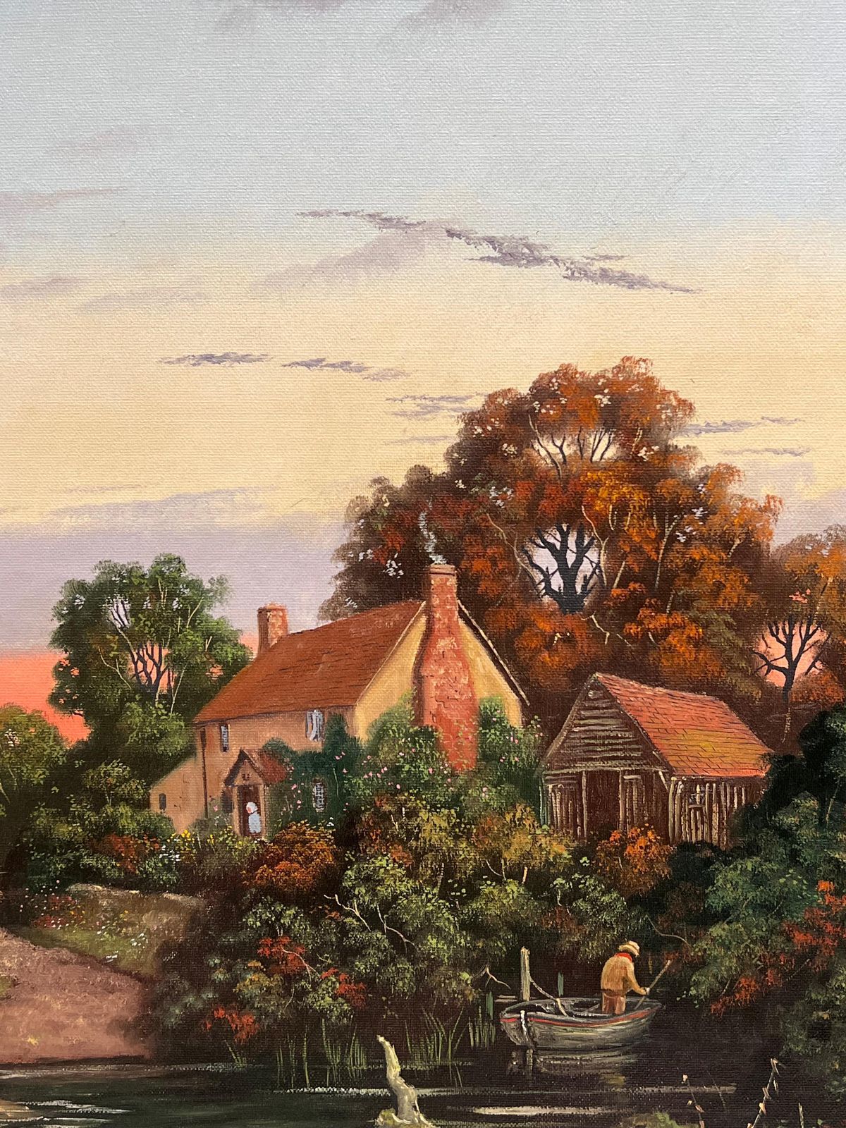 Vincent Selbysunset Over Derwent Valley Signed English Oil Painting Gilt Framed photo vintage
