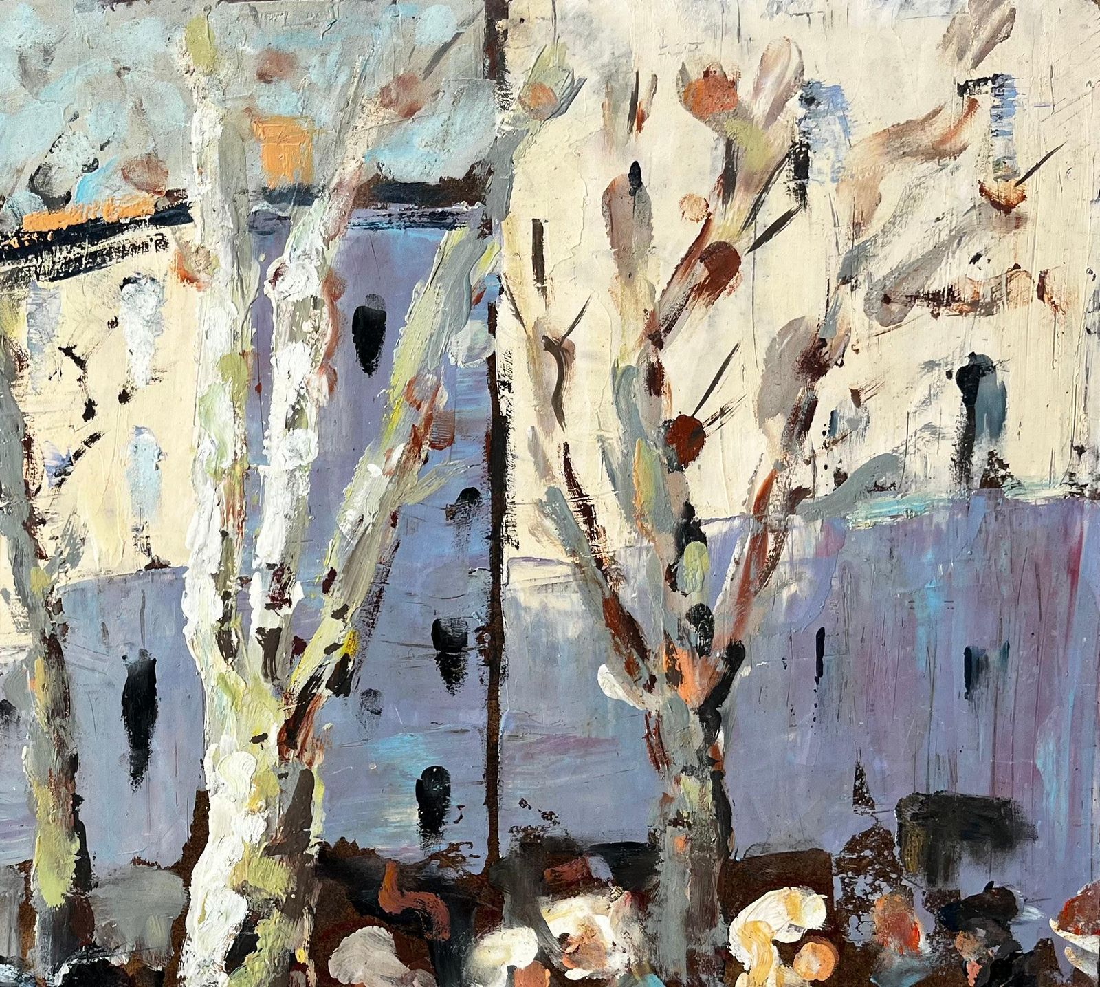 Fanch Lelfrench Market Scene Aix En Provence Trees Figures And Flowers 1989 Painting1989 photo vinterior