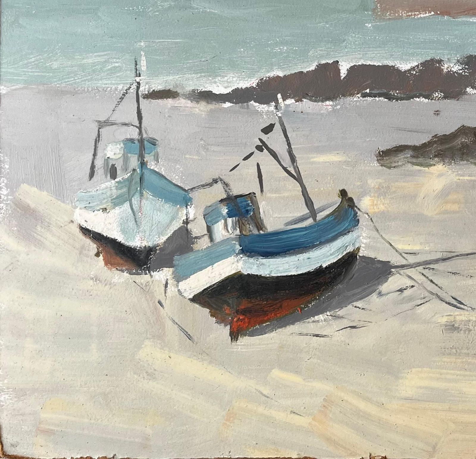 Fanch Lelfishing Boats On French Beach With Lighthouse And Sea Coastal Marine1990 photo 570.0