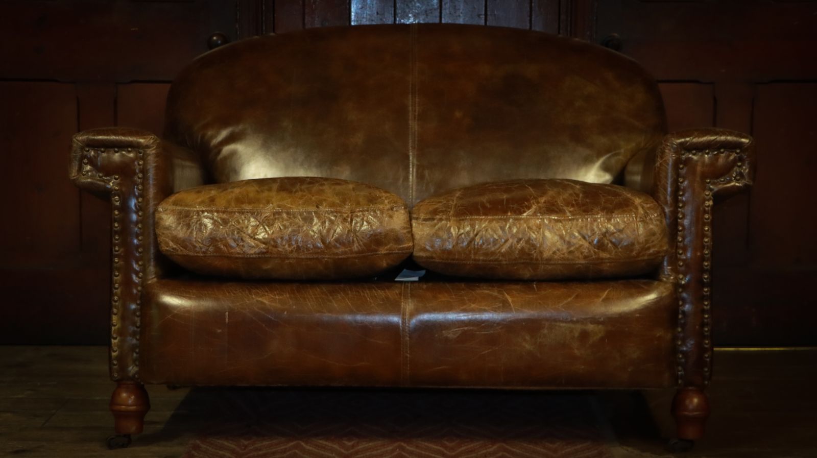 5000.0 Truly Stunning Timothy Oulton Halo Leather Sofa Antique Whisky Tan Very Rare photo
