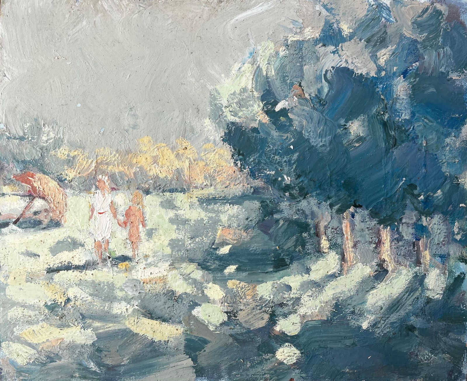 Fanch Lelimpressionist Beach Scene At Le Mont Mauni Plestin Les Grèves With Figures