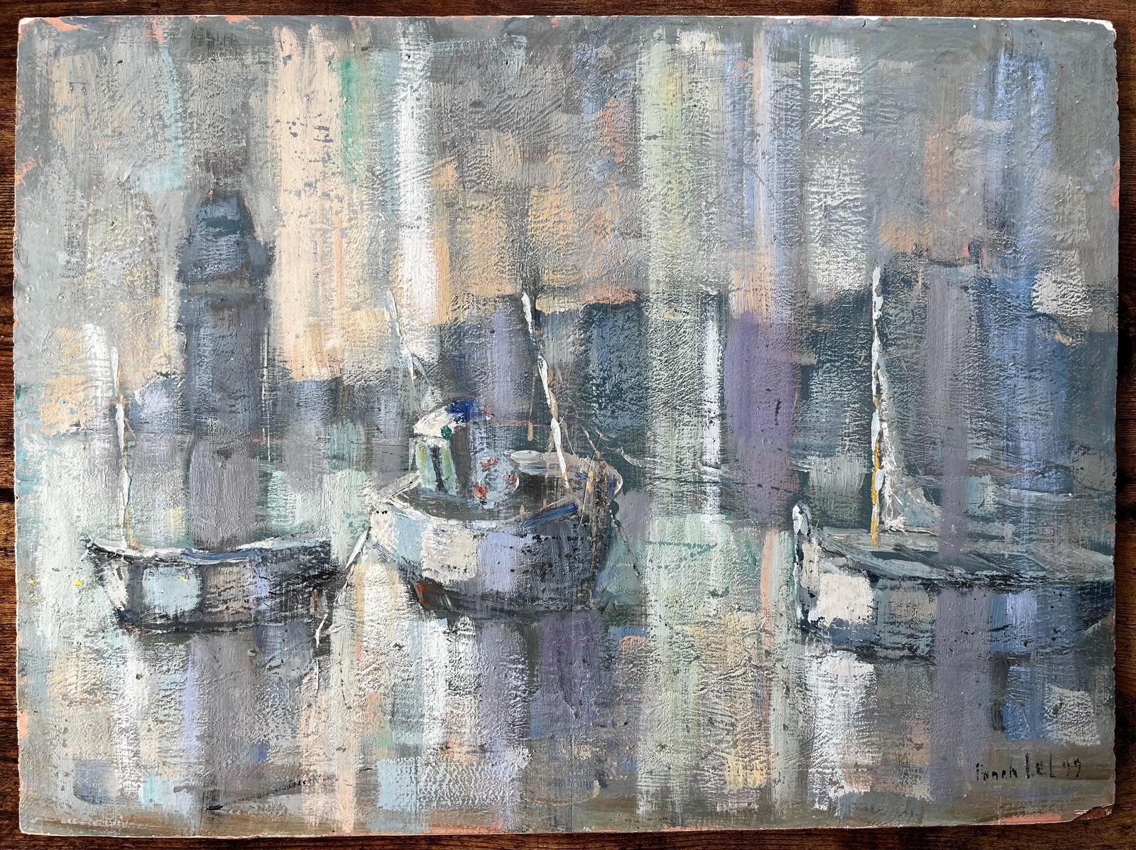 Fanch Lelfishing Boats In Saint Servan Harbour With Lighthouse By Fanch Lel 19991999 photo furniture