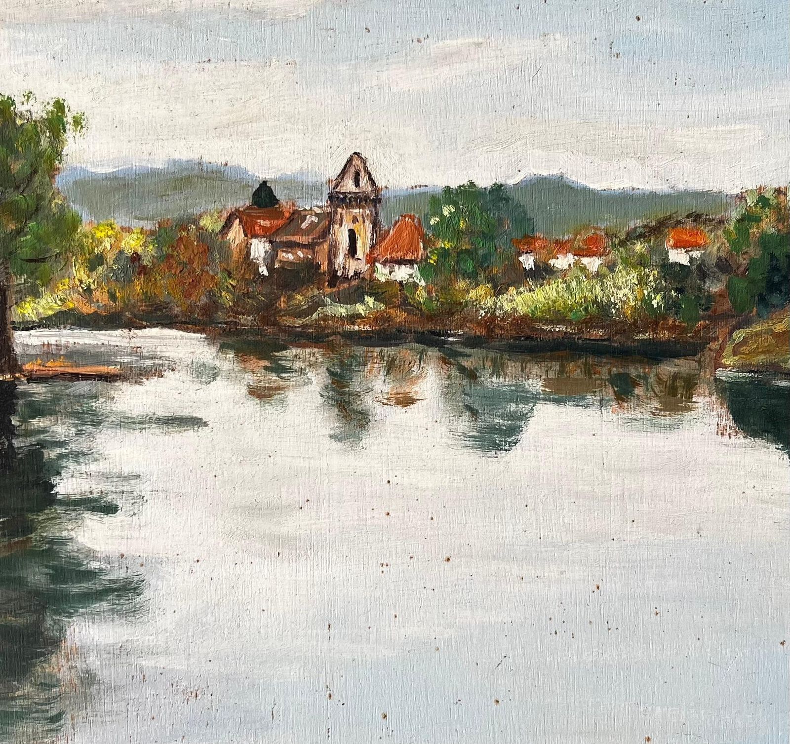F. Le Layfrench River Village Scene With Red Roofs Trees And Reflections By F Le Lay photo buy