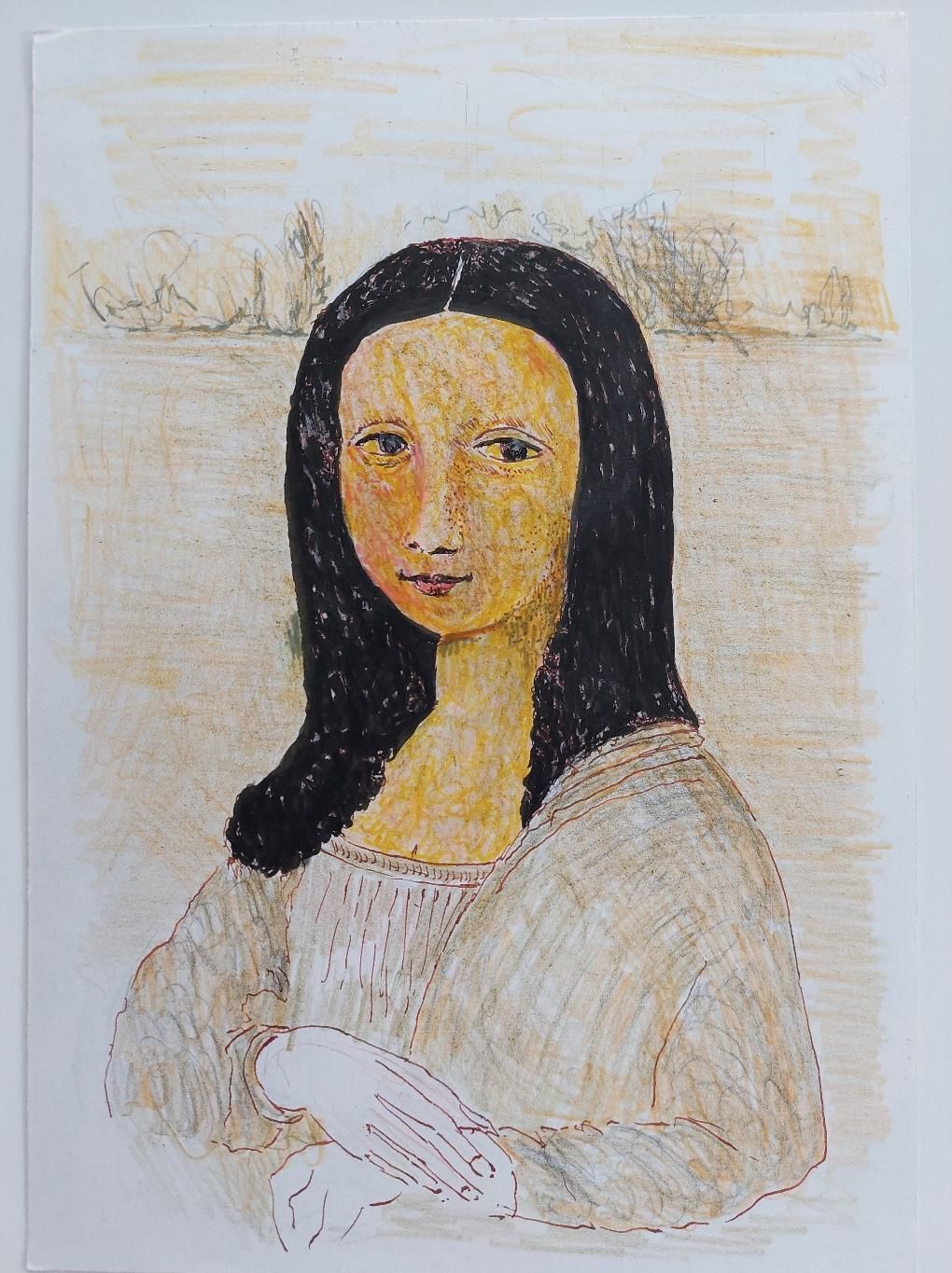 Unknown20th Century French Modernist Cubist Painting, Mona Lisa Study20th Century photo furniture