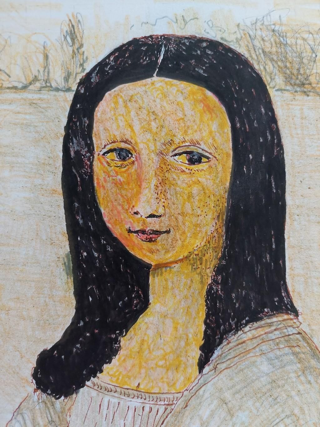 Unknown20th Century French Modernist Cubist Painting, Mona Lisa Study20th Century photo Art