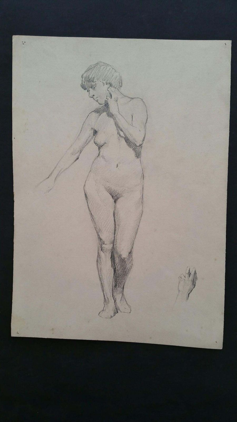 Unknownenglish Antique Portrait Sketch Of Female Nude Standingcirca 1880 1905 photo furniture