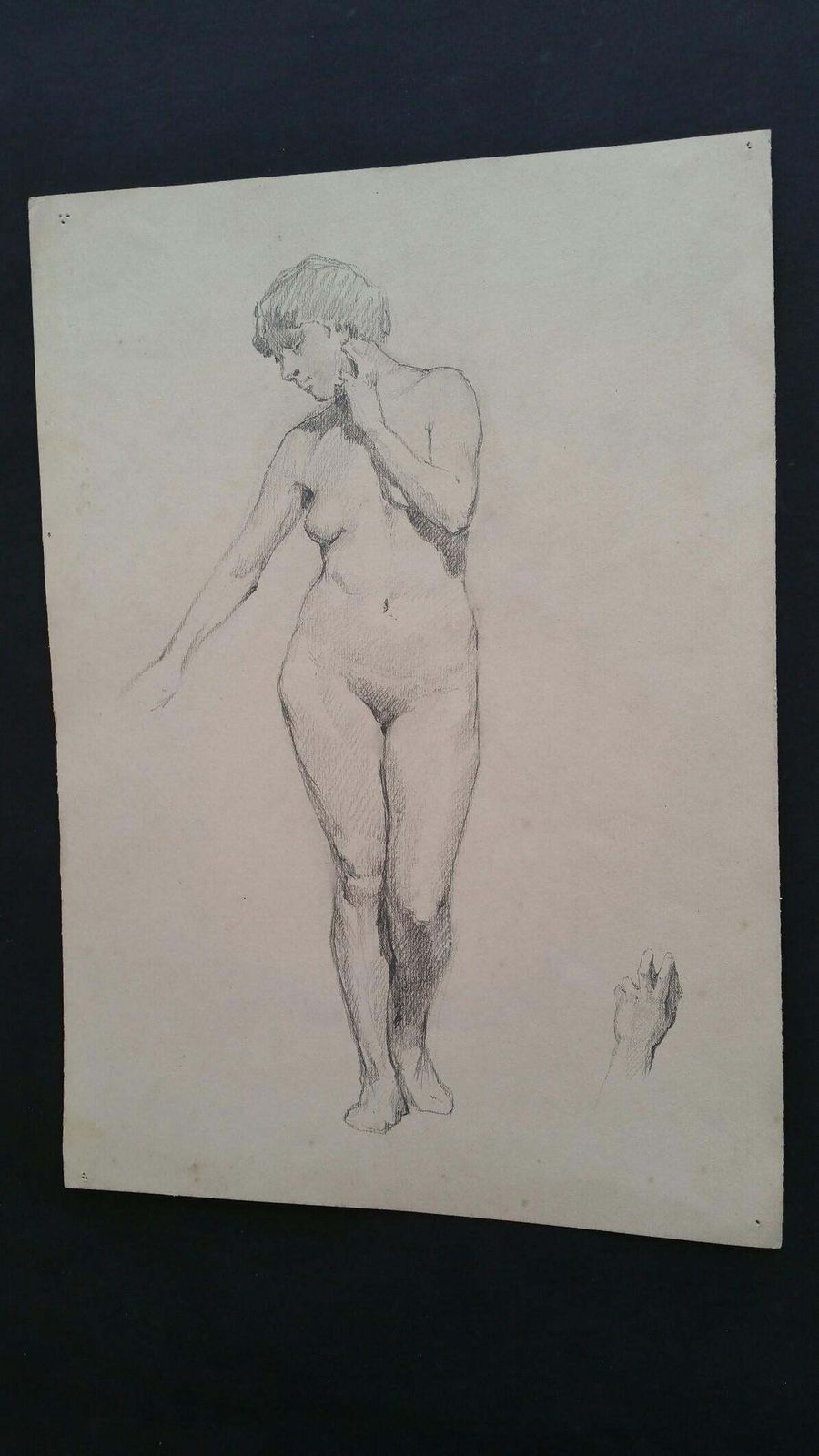 Unknownenglish Antique Portrait Sketch Of Female Nude Standingcirca 1880 1905 photo buy