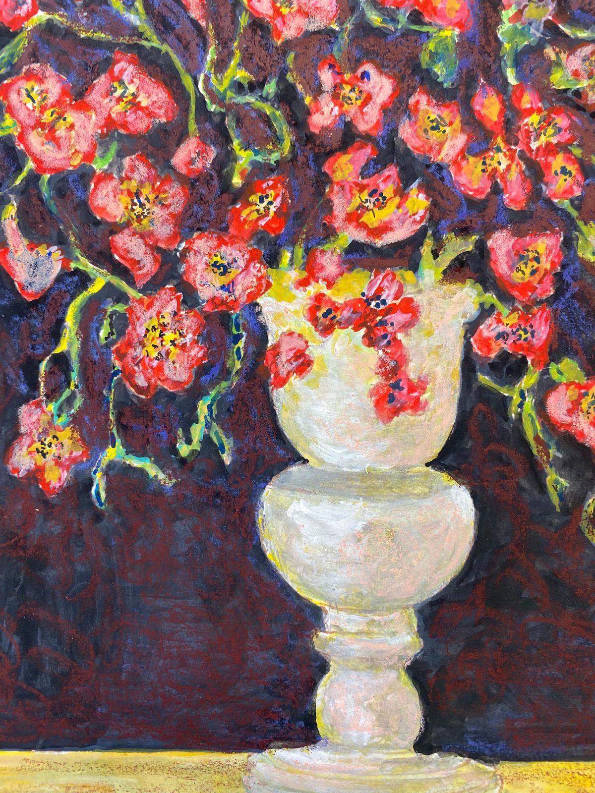 Unknown1950's French Modernist/ Cubist Signed Painting, Beautiful Flowers In Vase1950 photo Art
