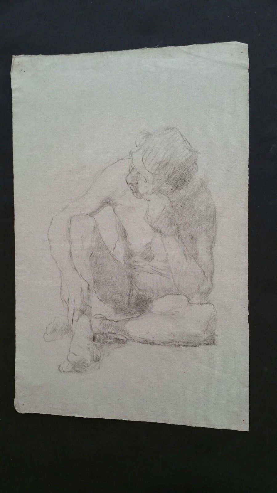 photo furniture Unknownenglish Graphite Portrait Sketch Of Male Nude, Seatedcirca 1880 1905