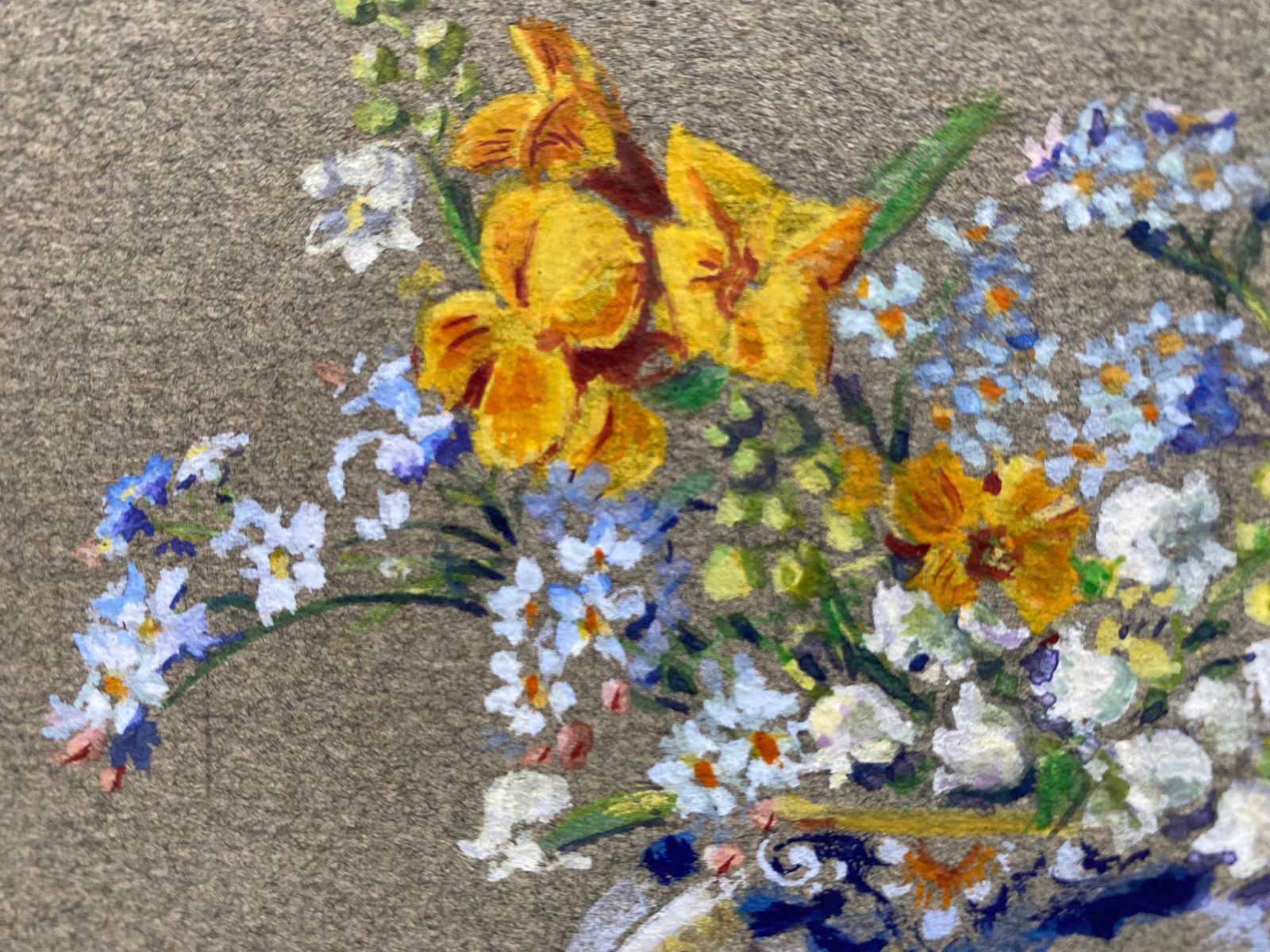 Unknownearly 1900's French Impressionist Signed Flower Watercolour By Marie Carreaucirca 1900s photo 173.0