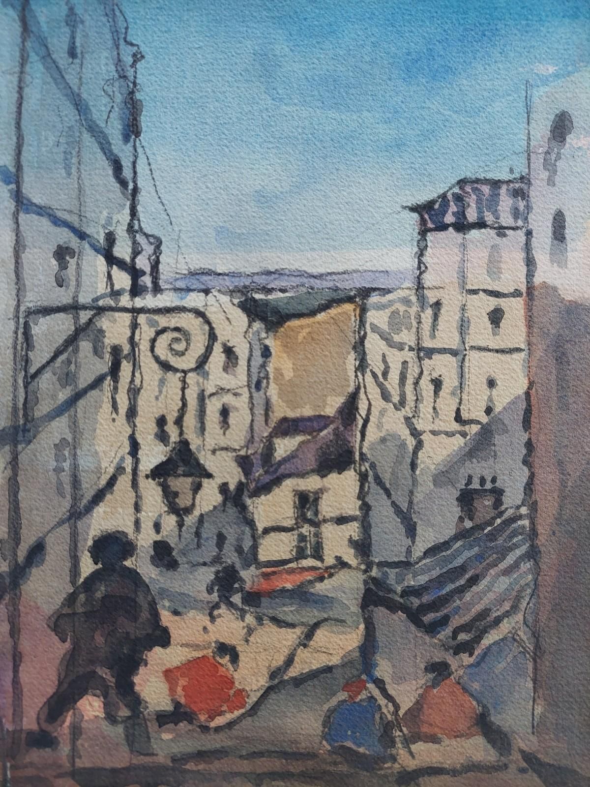 Unknownfrench Modernist Cubist Painting Steps Into The Town21st Century photo buy