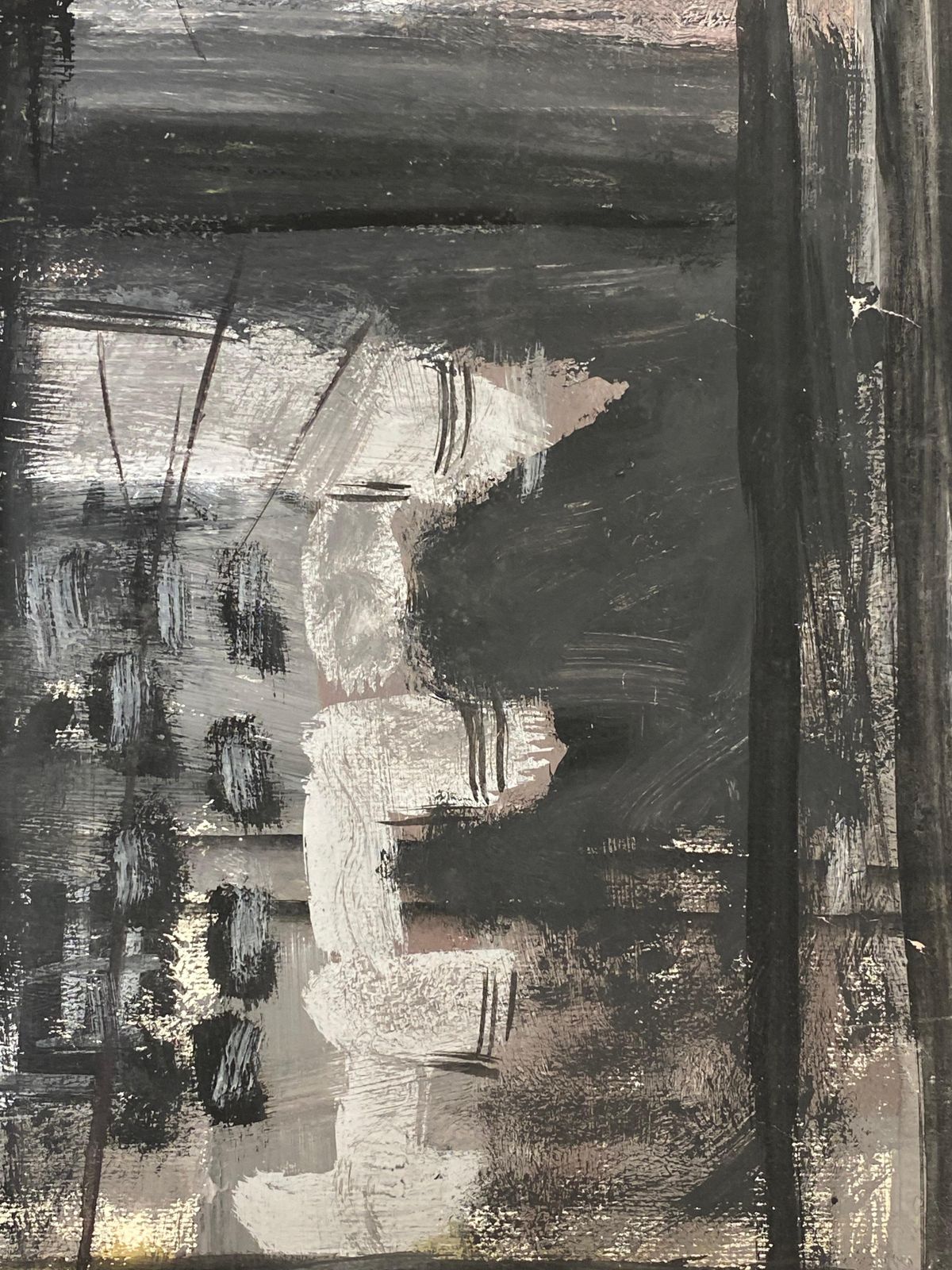 Unknownmid Century French Post Impressionist Painting, Grey Skies Through Window1950 photo Art