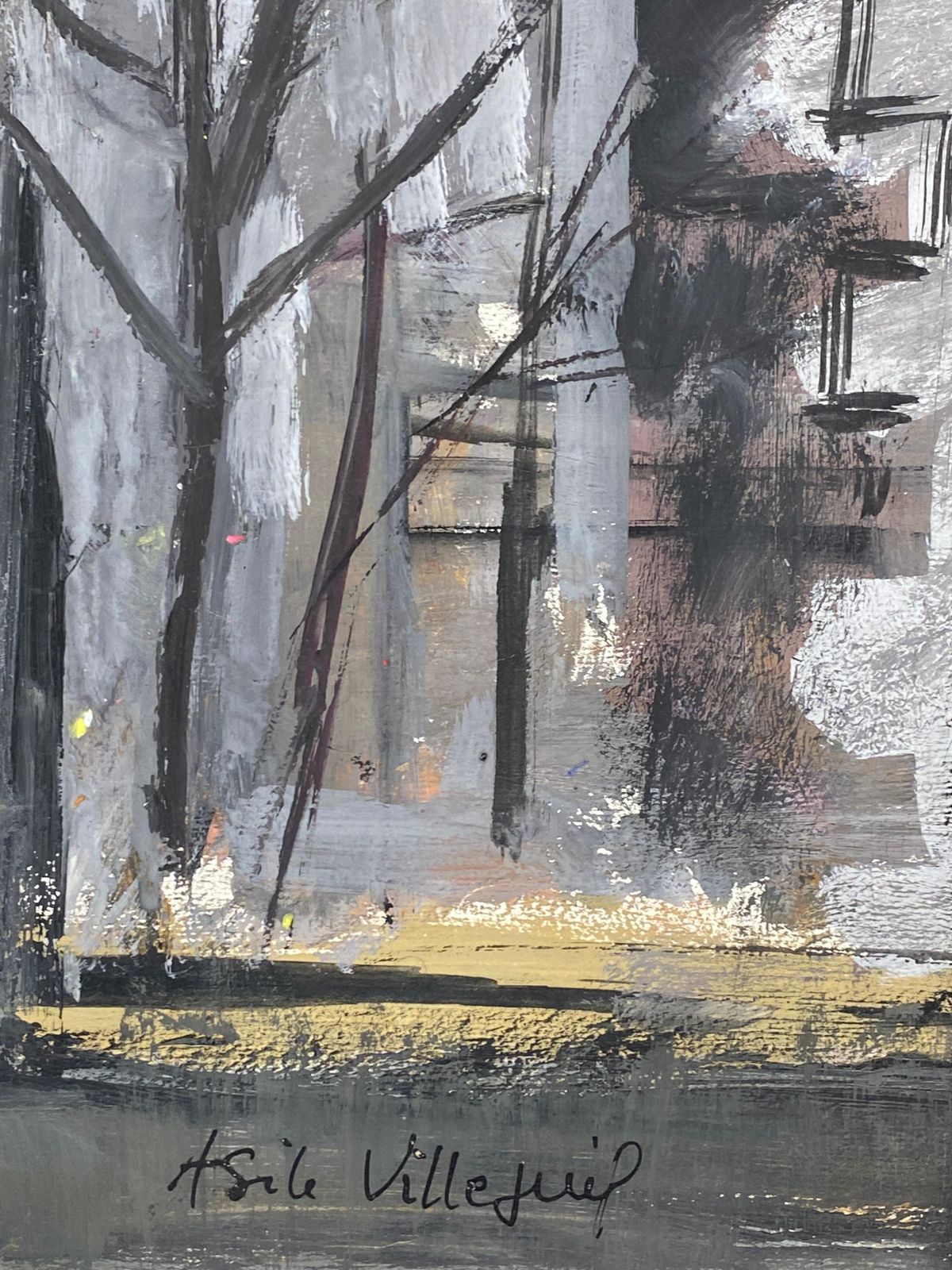 Unknownmid Century French Post Impressionist Painting, Grey Skies Through Window1950 photo 428.0