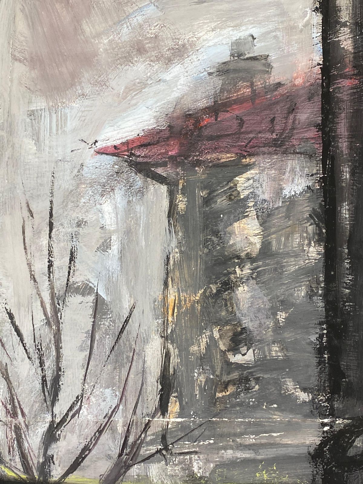 Unknownmid Century French Post Impressionist Painting, Grey Skies Through Window1950 photo buy