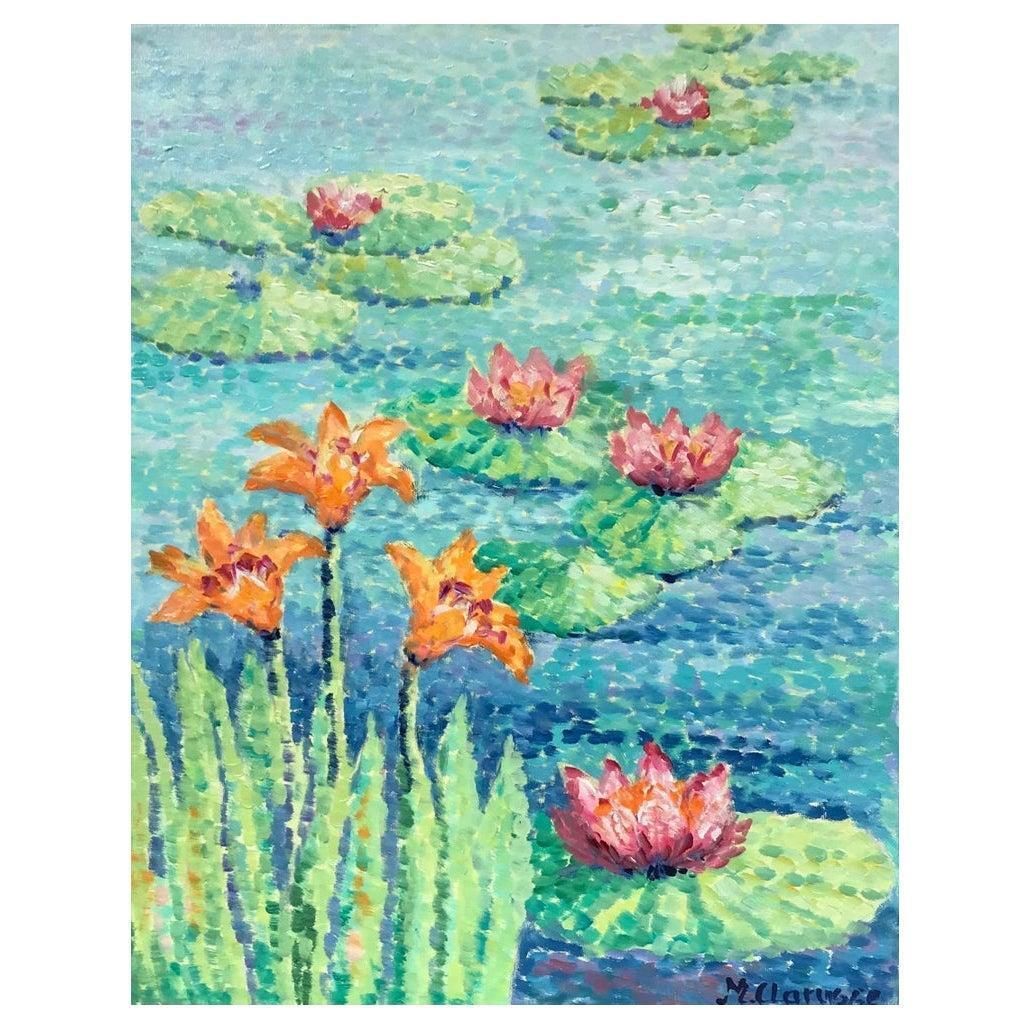 Unknownwaterlily Pond, Bright & Colorful French Pointillist Oil Painting2000