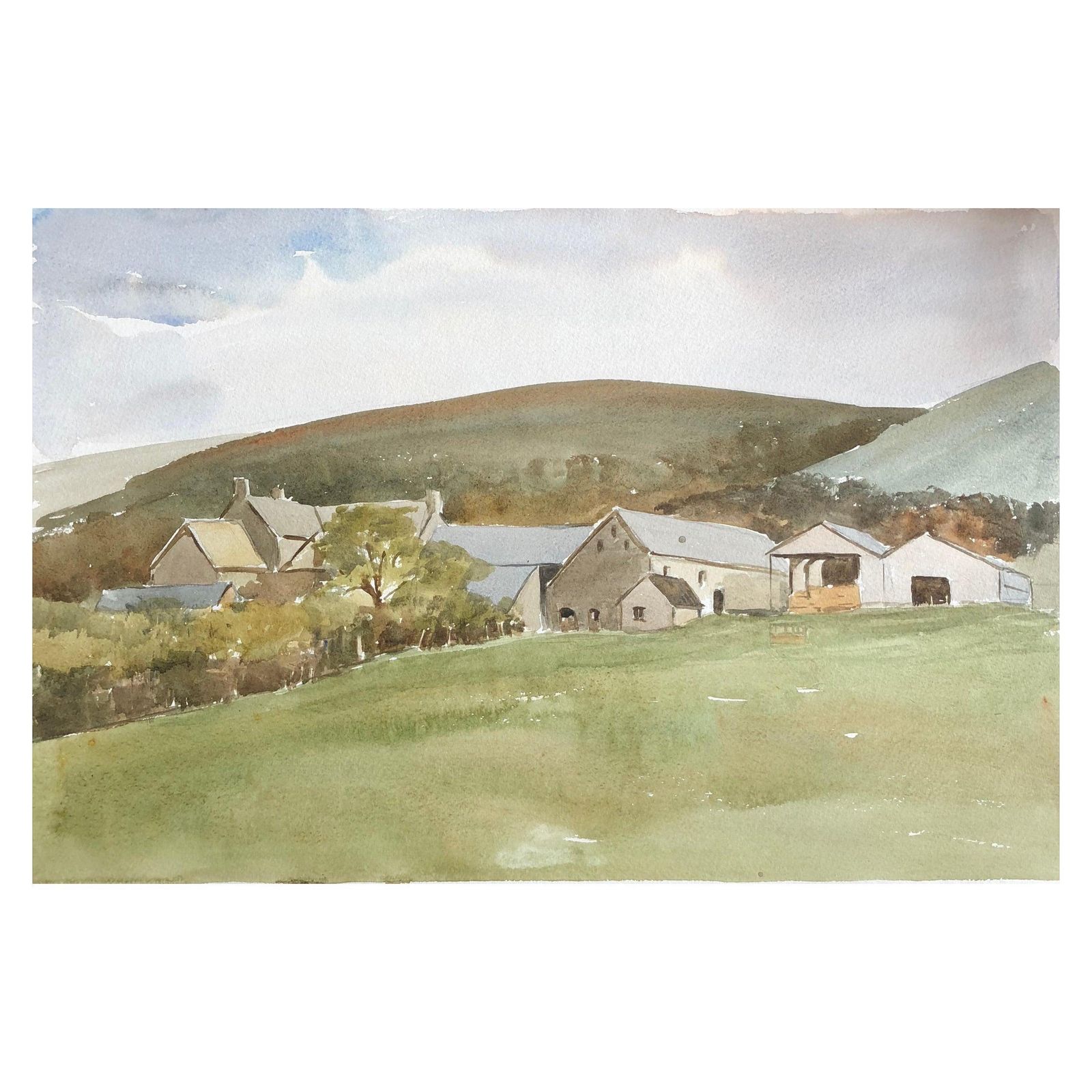 Unknownold Farm Buildings At Carrog, Original British Watercolour Paintingcirca 1990