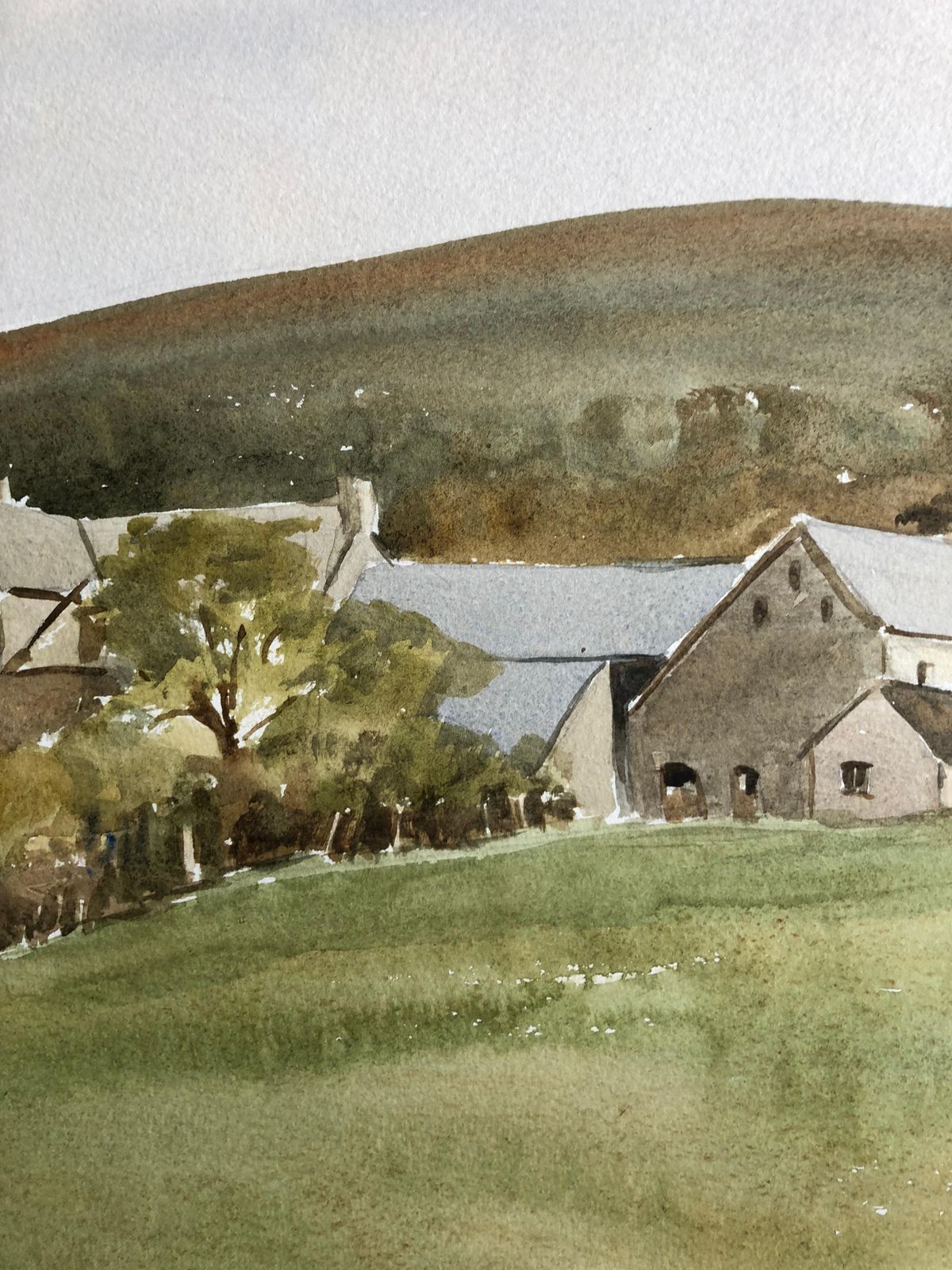 Unknownold Farm Buildings At Carrog, Original British Watercolour Paintingcirca 1990 photo furniture