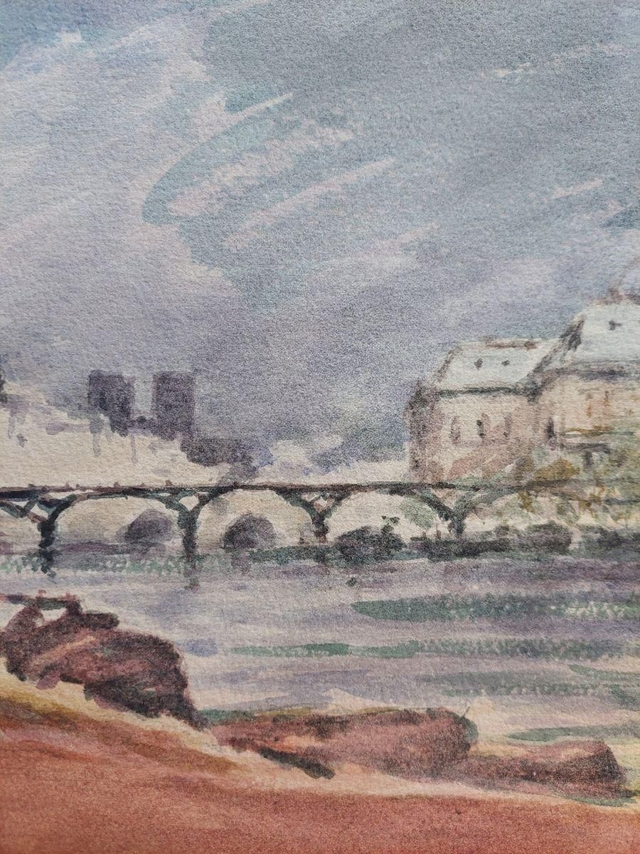Unknownfrench Modernist Cubist Painting River Seine Paris20th Century photo 300.0