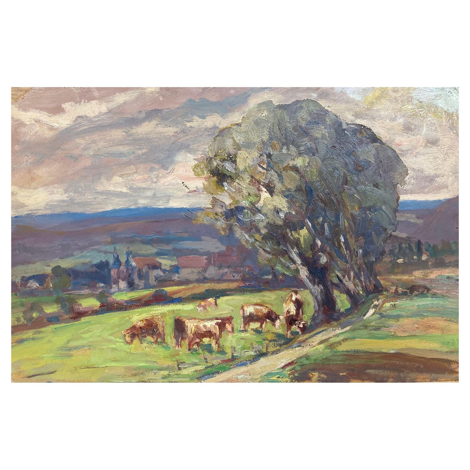 Leon Hatotfrench Impressionist Oil Landscape, Cattle In Meadowearly 20th Century