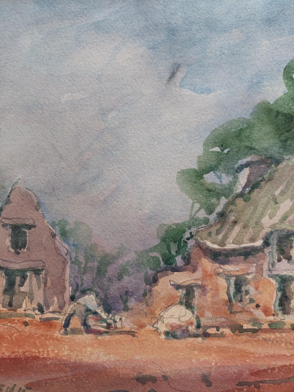 Unknownfrench Modernist Cubist Painting Village Work20th Century photo vinterior