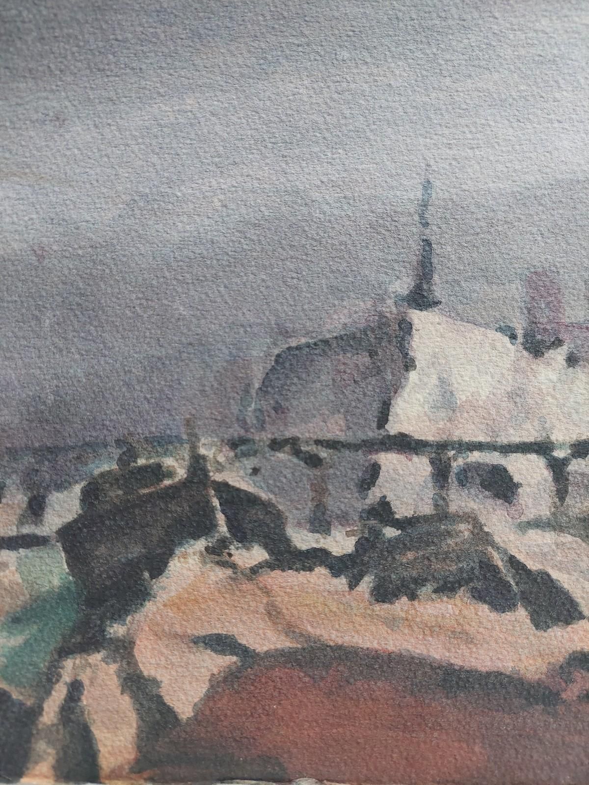 Unknownfrench Modernist Cubist Painting Storm Approaching Paris21st Century photo 280.0