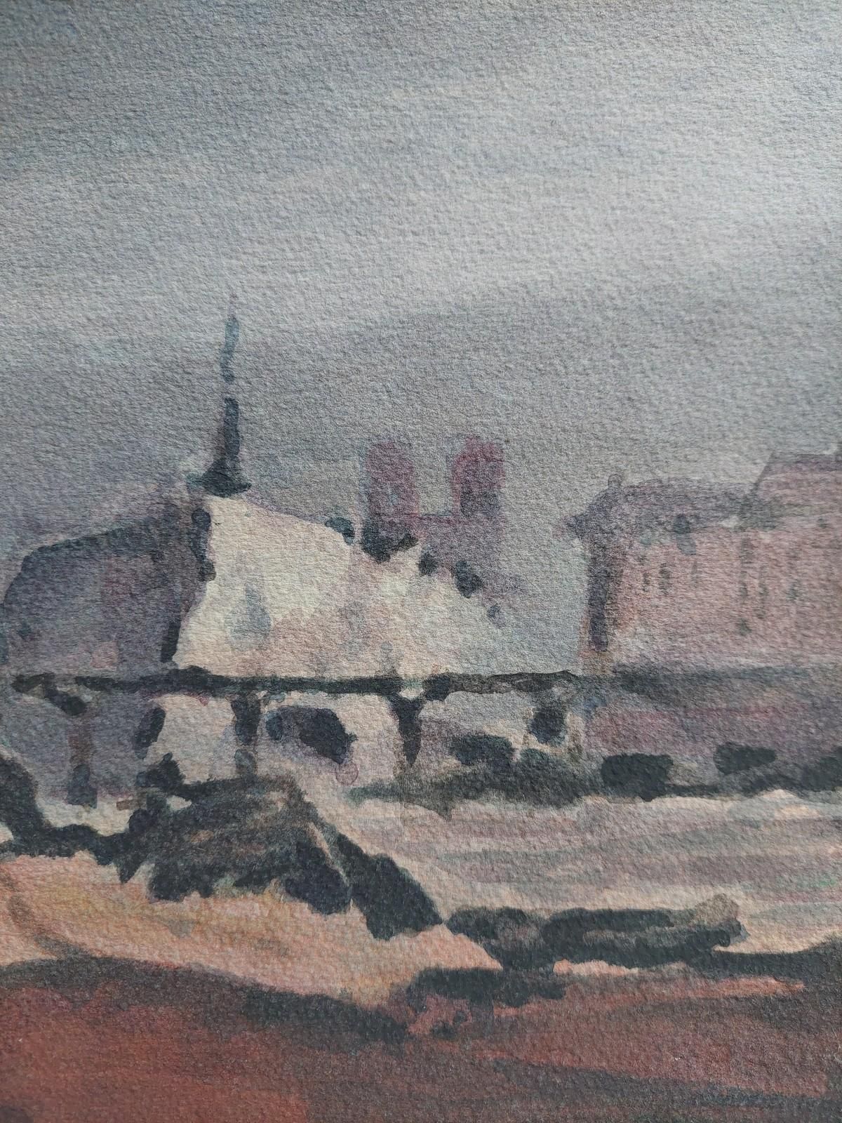 Unknownfrench Modernist Cubist Painting Storm Approaching Paris21st Century photo buy