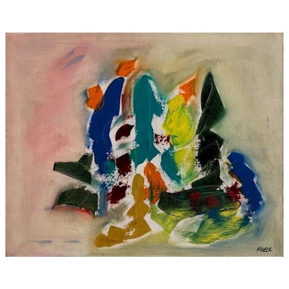 Unknown1970's French Abstract Signed Oil Painting On Canvascirca 1970s