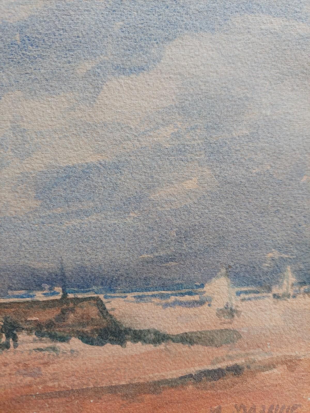 Unknownfrench Modernist Cubist Painting Fishing Boats On The Coast20th Century photo vinterior