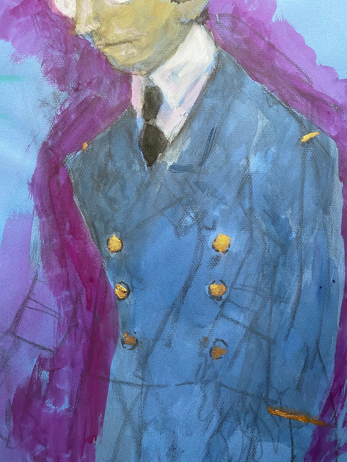 Unknown1960's French Portrait Pilot/ Captain Gentleman In Uniform Caricaturecirca 1960s photo Art