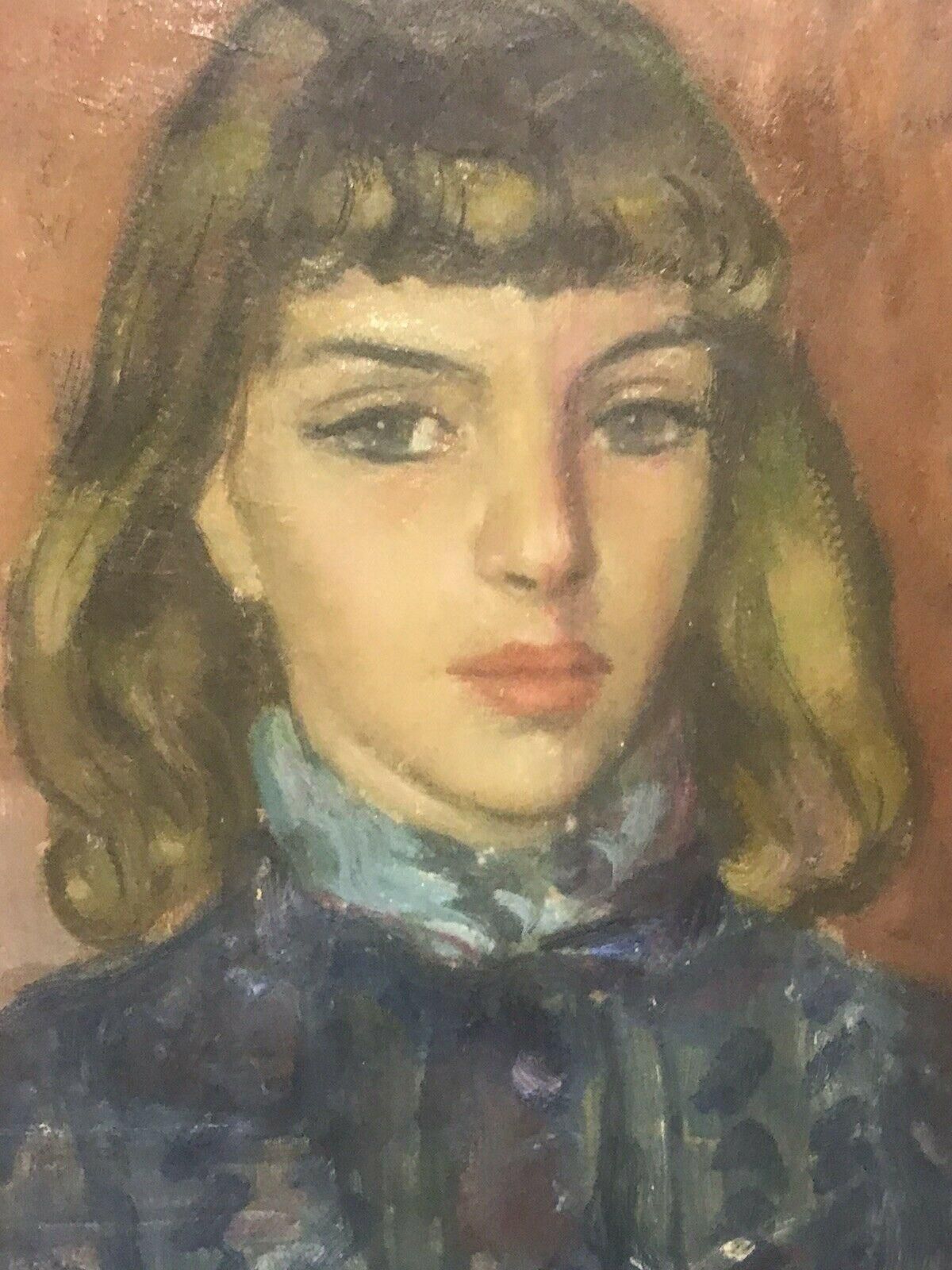 Akos Biroakos Biro French Expressionist Oil   Portrait Young Ladycirca 1950s photo 433.0