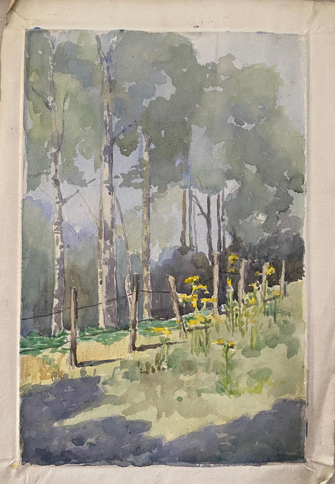 Unknown1900's, English Impressionist Watercolor Painting Spring Fieldcirca 1900s photo furniture