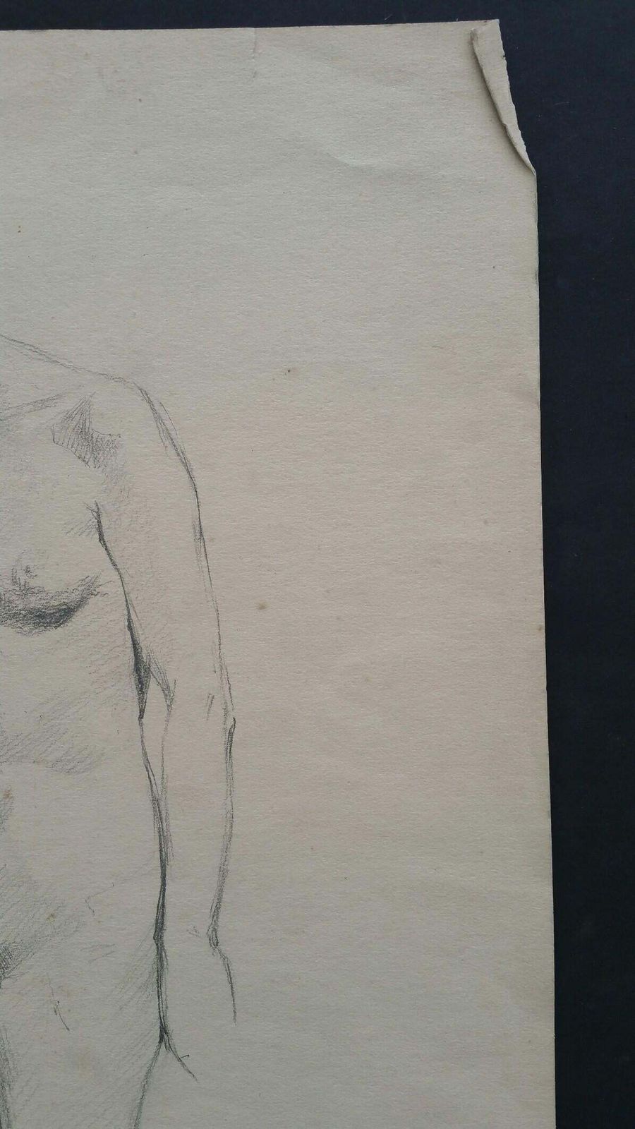 Unknownenglish Graphite Portrait Sketch Of Female Nude, Forward Posecirca 1880 1905 photo vinterior