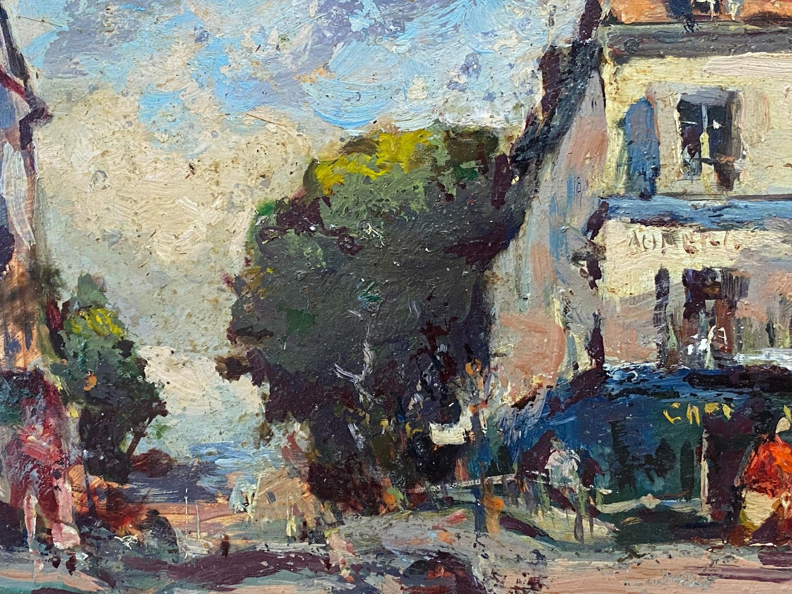 Unknownfrench Impressionist En Plein Air Oil Painting, City Street Scene20th Century photo for sale