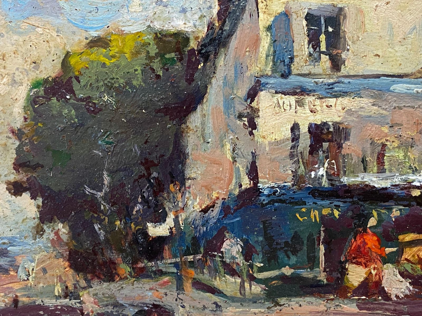 Unknownfrench Impressionist En Plein Air Oil Painting, City Street Scene20th Century photo 505.0