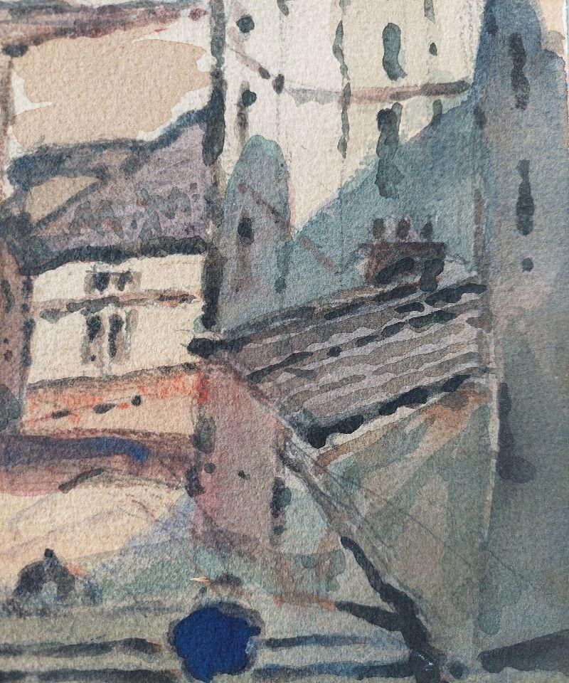 Maurice Mazeiliefrench Modernist Cubist Painting Town View To The Sea20th Century photo Art