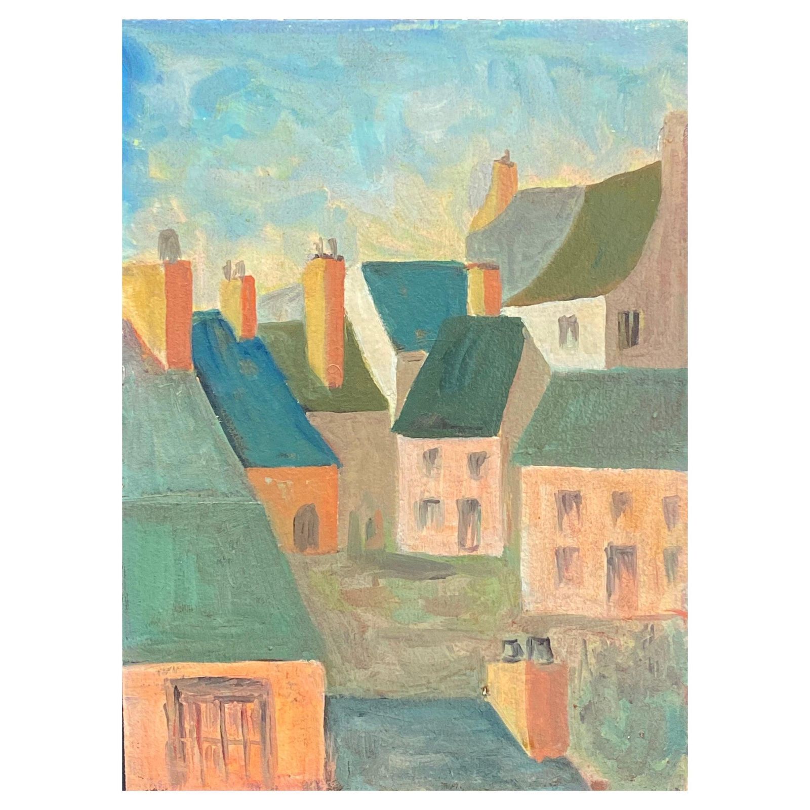 Unknown1950's French Modernist / Cubist Painting Signed, French Landscape20th Century